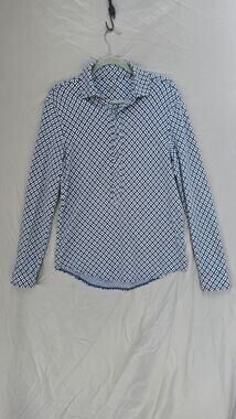 Tasso Elba Sweater Womens Small Blue Argyle Collared Henley Knit Long Sleeve Top
